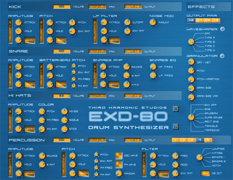 EXD-80 by Third Harmonic Studios ( Virtual Analog Drum and Percussion Plugin)