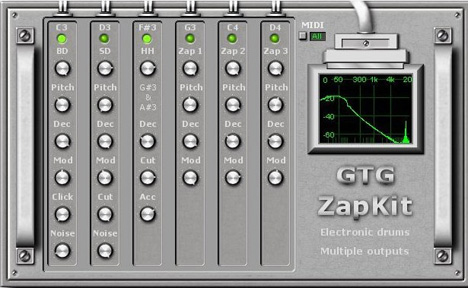 Zapkit by GTG ( Free 6 Voice Drum Synth)
