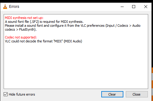 Error Playing MID File in VLC Media Player
